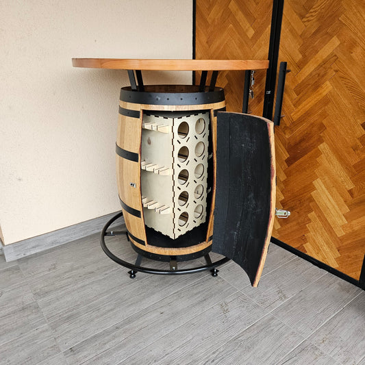 Barski stol od bačve s rotirajućim sistemom za pohranu