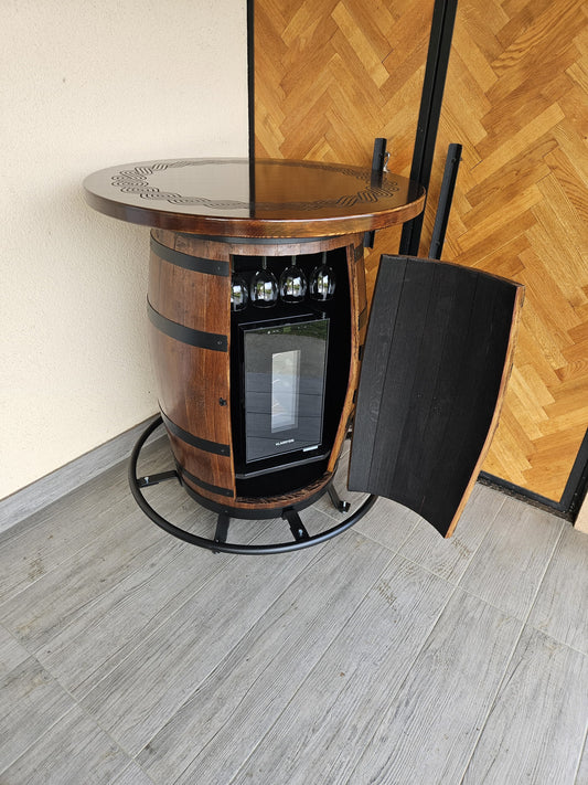 Barski stol od bačve s hladnjakom za vino 225 l