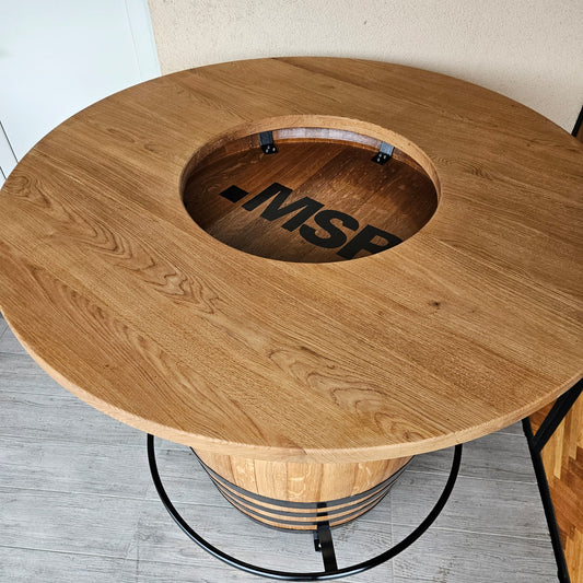 Veliki barski stol od bačve s prstenom za noge 500 l